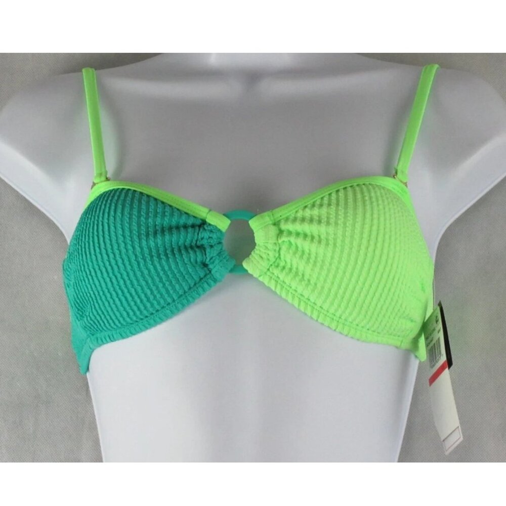 Salt + Cove Juniors Convertible Bandeau Bikini Top Swimsuit, Green, XS